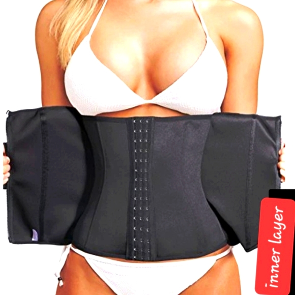 Black Zip Closure Waist Trainer - Corset - Sz 5X - Waistline 40 to 41.5 in - Picture 3 of 4